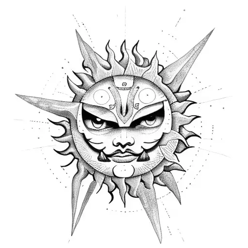 Sun and Moon tattoo design idea