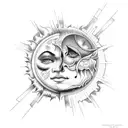 Sun and Moon tattoo design idea