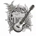 A tattoo design representing the software developer's love for music, with subtle nods to Thelema and Kabbalah symbols tattoo design idea