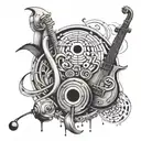 A tattoo design representing the software developer's love for music, with subtle nods to Thelema and Kabbalah symbols tattoo design idea