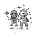 Finn and Jake embarking on a cosmic adventure tattoo design idea