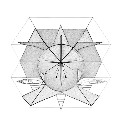Composition VIII, arrows, squares, triangles, circles, space tattoo design idea