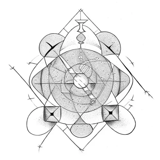 molecule, arrows, squares, triangles, circles, space, viking tattoo tattoo design idea