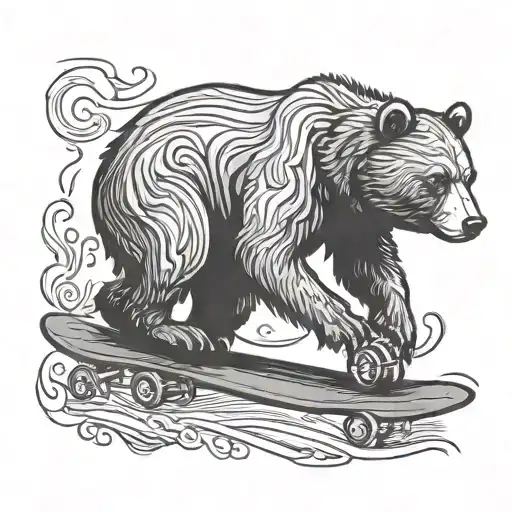 Silhouette Of A bear Skateboarding tattoo design idea