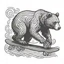 Silhouette Of A bear Skateboarding tattoo design idea