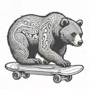 Silhouette Of A bear Skateboarding tattoo design idea