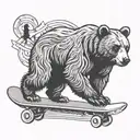 Silhouette Of A bear Skateboarding tattoo design idea