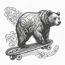 Silhouette Of A bear Skateboarding tattoo design idea