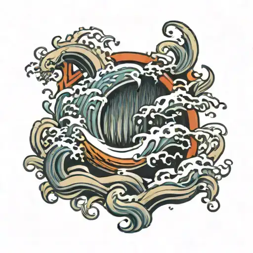 Japanese Chest plate tattoo water waves tattoo design idea