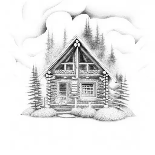 cabin in the woods tattoo design idea