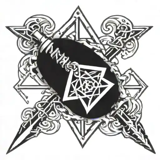 kunai on chain link tattoo design idea