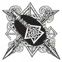 kunai on chain link tattoo design idea