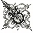 kunai on chain link tattoo design idea