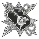 kunai on chain link tattoo design idea