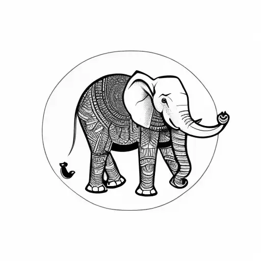 elephant colorful minimalistic tattoo design idea