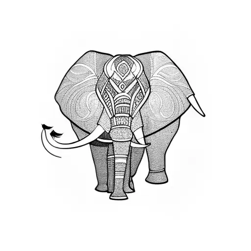 elephant colorful minimalistic tattoo design idea