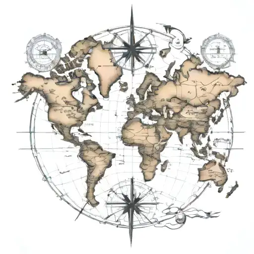 world map coordinate tattoo design idea