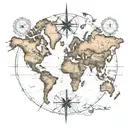 world map coordinate tattoo design idea