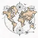 world map coordinate tattoo design idea