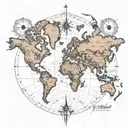 world map coordinate tattoo design idea