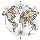 world map coordinate tattoo design idea