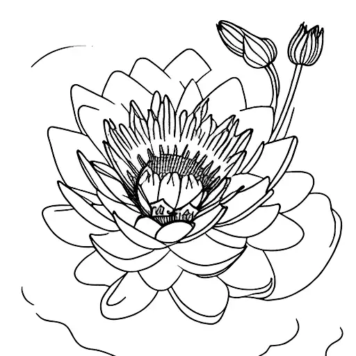 A delicate water lily and cosmos flower bouquet tattoo design idea