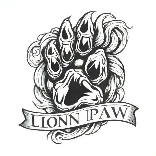 lion paw with the inscription Family is your strength tattoo design idea