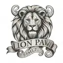 lion paw with the inscription Family is your strength tattoo design idea