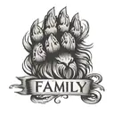 lion paw with the inscription Family is your strength tattoo design idea
