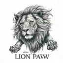 lion paw with the inscription Family is your strength tattoo design idea