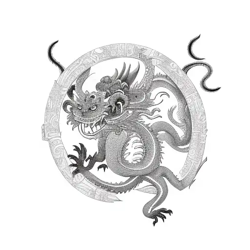 chinese zodiac dragon, monkey, dog, rat tattoo design idea
