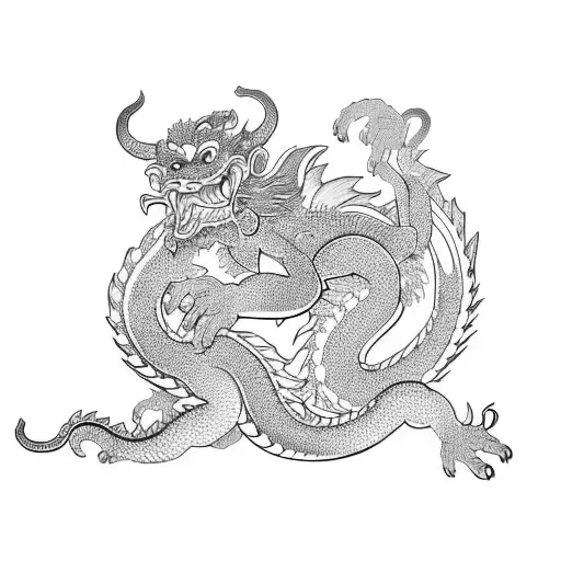 chinese zodiac dragon, monkey, dog, rat tattoo design idea