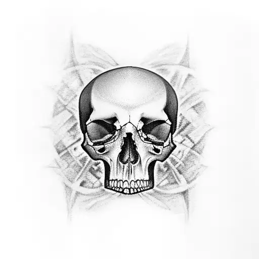 A black-grey tattoo of a chessboard fading into a drawing of a skull tattoo design idea