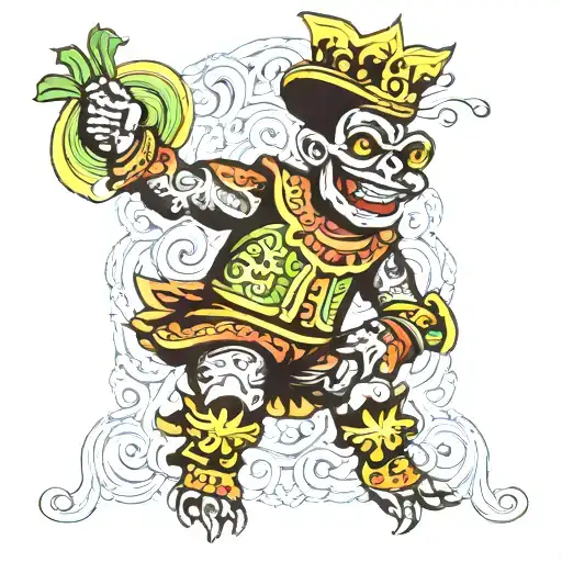 Design a traditional tattoo of a giant puppet at a Brazilian carnival inspired by Recife tattoo design idea