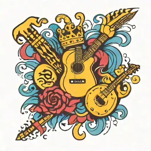 Combine elements of Queen's music with traditional carnival symbols in a new-school style tattoo tattoo design idea