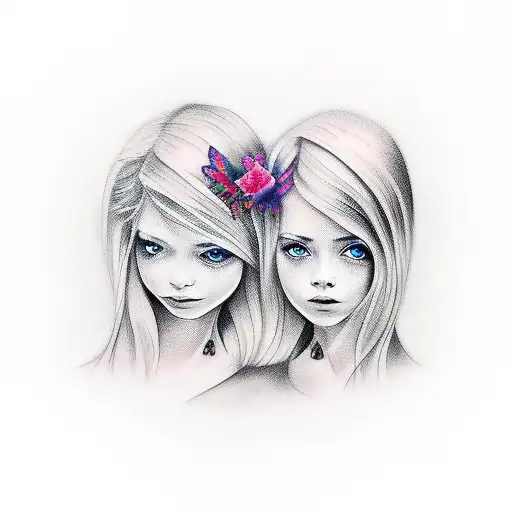 Tatoos with 2 names: Darina and Ekaterina - my daughter and wife tattoo design idea