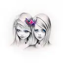 Tatoos with 2 names: Darina and Ekaterina - my daughter and wife tattoo design idea
