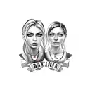 Tatoos with 2 names: Darina and Ekaterina - my daughter and wife tattoo design idea
