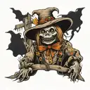 scarecrow in field tattoo design idea