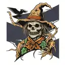 scarecrow in field tattoo design idea