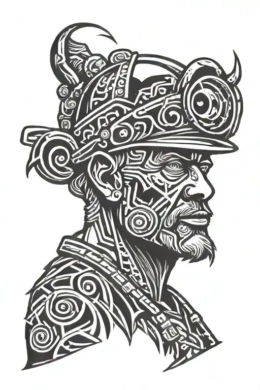 miner worker gothic style tattoo design idea
