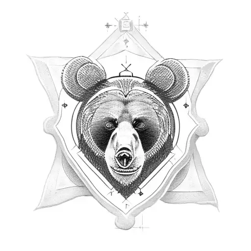 Bear with orthodox cross tattoo design idea