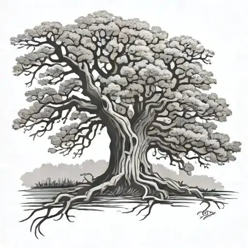 oak tree with " endure fort " written tattoo design idea