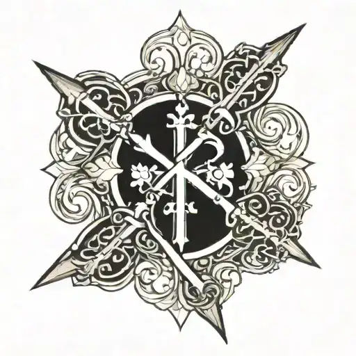 a chi rho cross in a ukrainian style tattoo tattoo design idea
