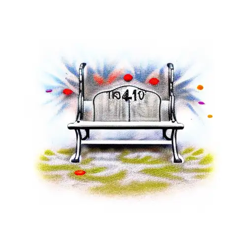 park bench with graffiti  "41008" in tattoo design idea