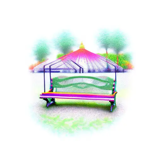 park bench with graffiti  "41008" in tattoo design idea