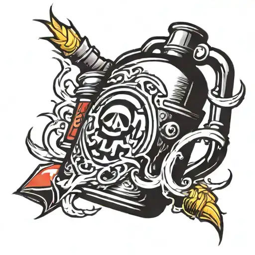 gas can with flash symbol intertwined tattoo design idea
