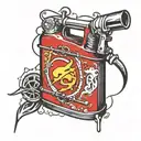 gas can with flash symbol merging tattoo design idea
