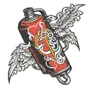 gas can with flash symbol merging tattoo design idea