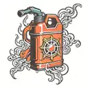 gas can with flash symbol merging tattoo design idea